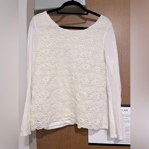 White Lace Long Sleeve Shirt in Size L